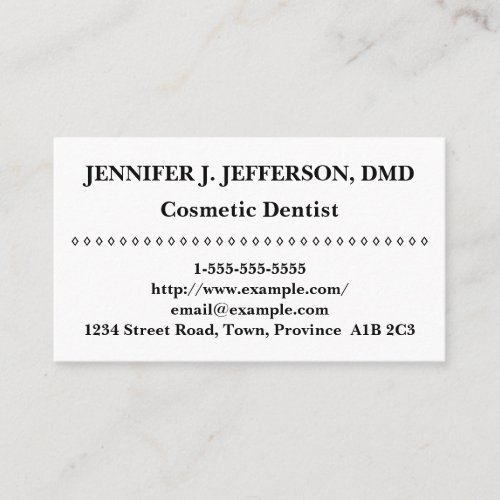 Basic Cosmetic Dentist Business Card