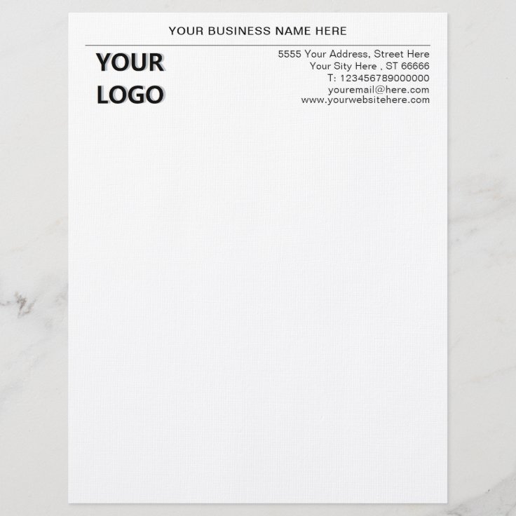 Basic Custom Business Letterhead With Logo Zazzle 