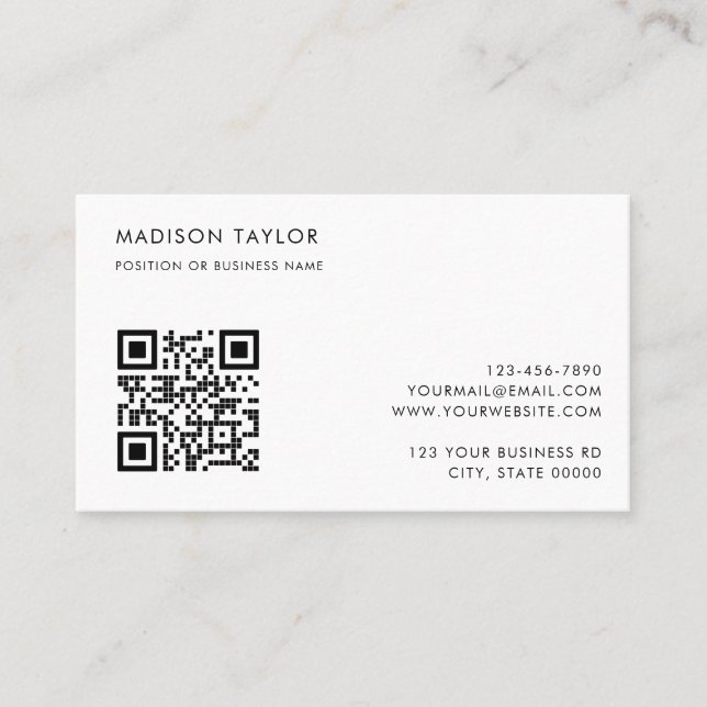Basic Custom Company Logo QR Code Minimalist Business Card (Front)