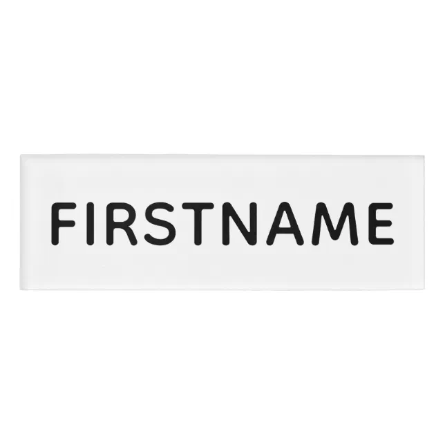 Basic Custom Name and Title black and white Name Tag Zazzle