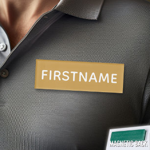 Basic Custom Name and Title - gold and white Tag