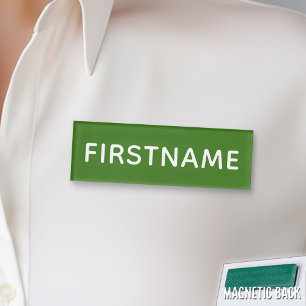 Basic Custom Name and Title - green and white Name Tag