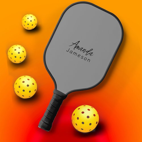 Basic Cute Grey Monogram Pickleball Paddle