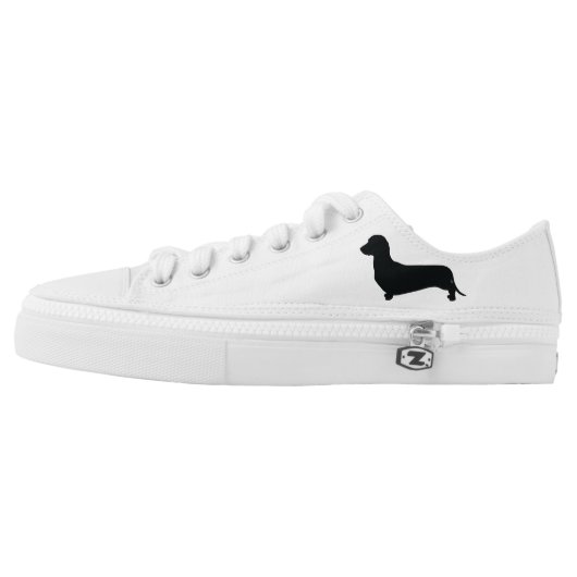 Basic Dachshund Silhouette Low-Top Sneakers (Left Shoe Outside)