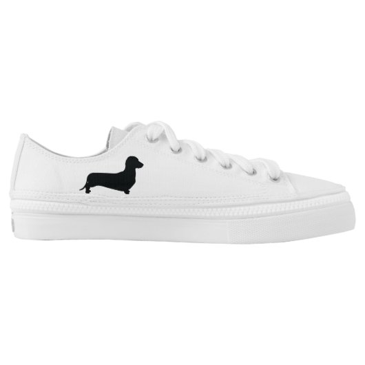 Basic Dachshund Silhouette Low-Top Sneakers (Left Shoe Inside)