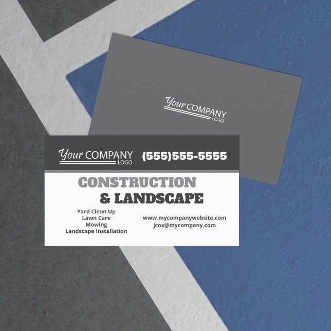 Basic Dark Gray, White Logo Business Card (gray business cards, stone gray and slate gray promotional printed materials, basic minimal gray)