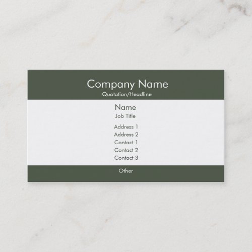 Basic Dark Green &amp; White Business Cards