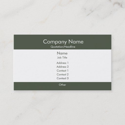 Customizable Basic Dark Green &amp; White Business Cards
