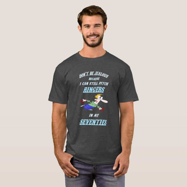 Basic Dark HorseShoe Pitching Tee- Seventies T-Shirt (Front Full)