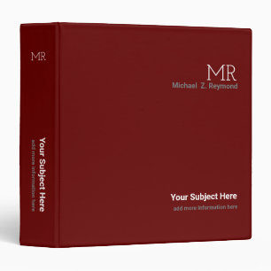 basic dark-red binder with name