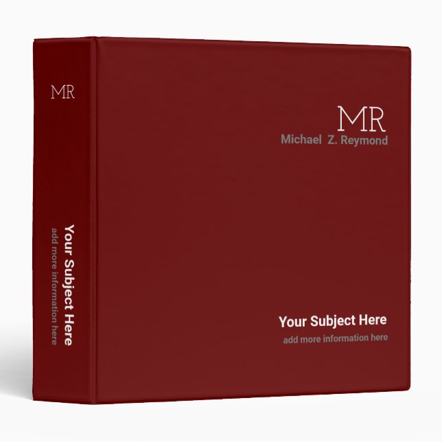 basic dark-red binder with name (Front/Spine)
