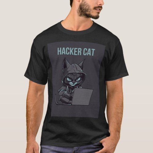 Basic Dark T_Shirt Cute blak ninja cat