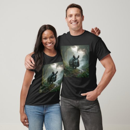 Basic Dark T_Shirt with beautiful Rhino image