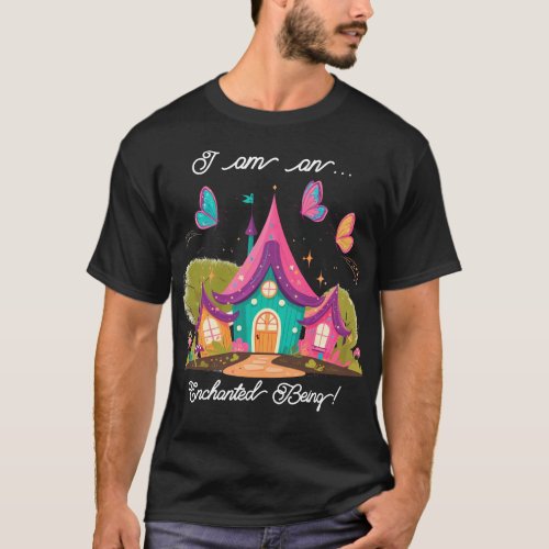  Basic Dark T_Shirt with fairy world print