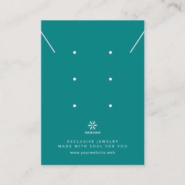 Basic Deep Teal Jewelry Display Logo TMF26 Business Card (Front)
