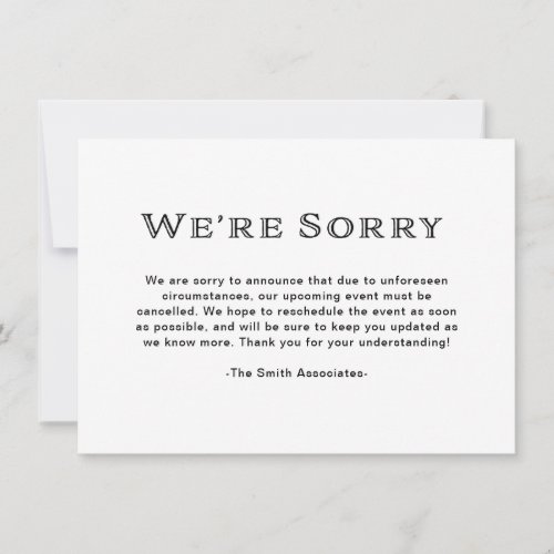 Basic Elegant Black and White Cancellation Announcement