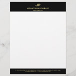 Basic Elegant Black Gold Monogram Simple Modern Letterhead<br><div class="desc">Basic Elegant Black White Gold Monogram Simple Modern Template Letterhead.</div>