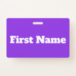 [ Thumbnail: Basic, Elegant, Purple Background & White Name Badge ]