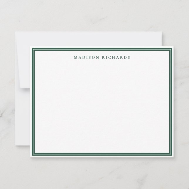 Basic Emerald Green Border Personalized  Note Card (Front)