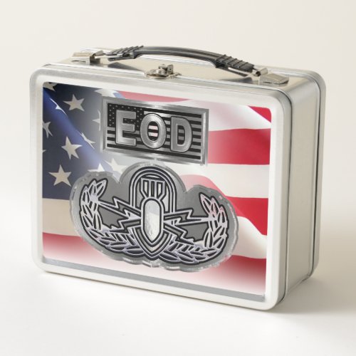 âœBasic EODâ with Custom American Flag Metal Lunch Box