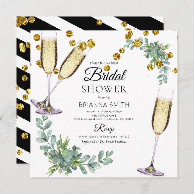 Basic Eucalyptus Greenery Bridal Shower Invitation (Front/Back)