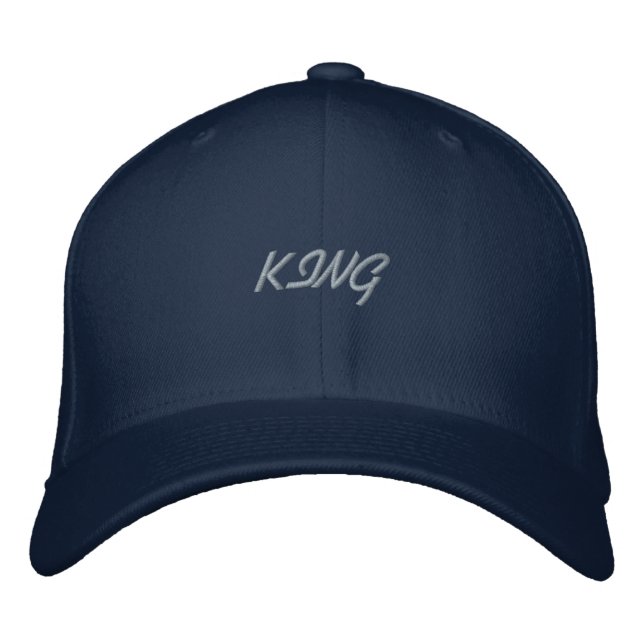 Basic Flexfit Wool King Text Name Embroidered Baseball Cap (Front)