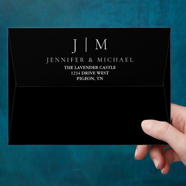 Basic Formal Black Modern Minimalist Wedding Envelope