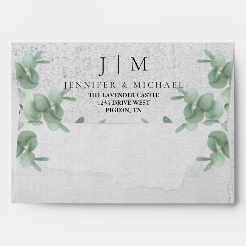 Basic Formal Eucalyptus Modern Minimalist Wedding Envelope