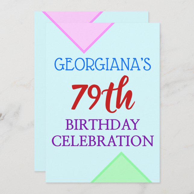 Basic, Fun "79th BIRTHDAY CELEBRATION" Invitation (Front/Back)
