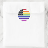 Basic Gay US Flag Crop Classic Round Sticker (Bag)