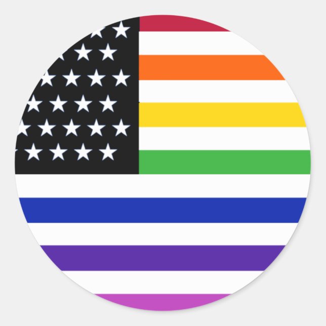 Basic Gay US Flag Crop Classic Round Sticker (Front)