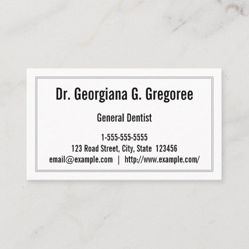 Basic General Dentist Business Card