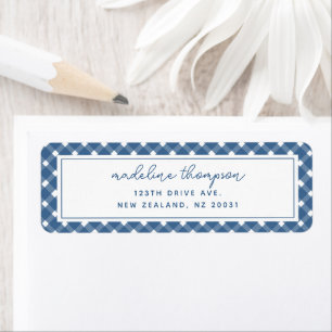 Basic Gingham Light Navy Blue Address Label