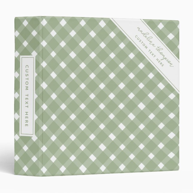 Basic Gingham Sage Green Binder (Front/Spine)