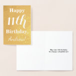 [ Thumbnail: Basic Gold Foil 11th Birthday + Custom Name Foil Card ]