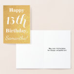 [ Thumbnail: Basic Gold Foil 13th Birthday + Custom Name Foil Card ]