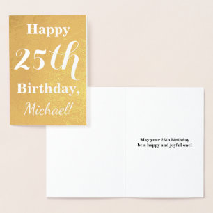 Basic Gold Foil 25th Birthday + Custom Name Card