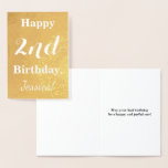 [ Thumbnail: Basic Gold Foil 2nd Birthday + Custom Name Foil Card ]