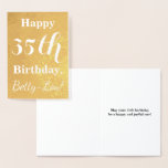[ Thumbnail: Basic Gold Foil 35th Birthday + Custom Name Foil Card ]