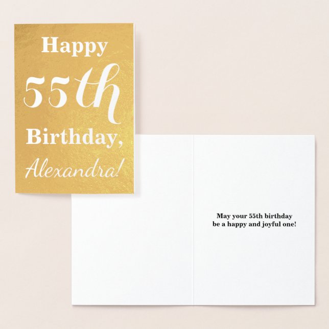 Basic Gold Foil 55th Birthday + Custom Name Card (Display)