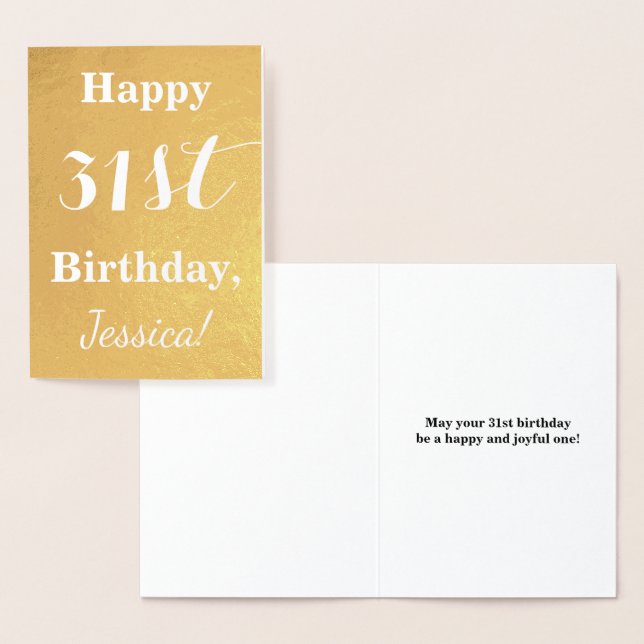 Basic Gold Foil "HAPPY 31st BIRTHDAY"; Custom Name Foil Card (Display)