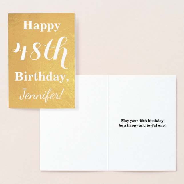 Basic Gold Foil "HAPPY 48th BIRTHDAY"; Custom Name Card (Display)
