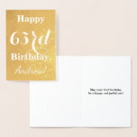 [ Thumbnail: Basic Gold Foil "Happy 63rd Birthday"; Custom Name Foil Card ]