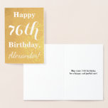 [ Thumbnail: Basic Gold Foil "Happy 76th Birthday"; Custom Name Foil Card ]