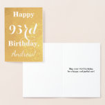 [ Thumbnail: Basic Gold Foil "Happy 93rd Birthday"; Custom Name Foil Card ]