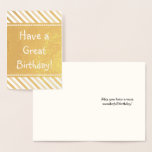[ Thumbnail: Basic Gold Foil "Have a Great Birthday" Card ]