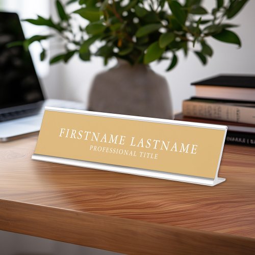 Basic Gold White Traditional Name Title Garamond Desk Name Plate