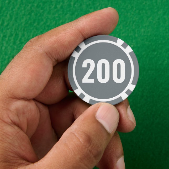 Basic Gray White Bold Number  Poker Chips (Hand)