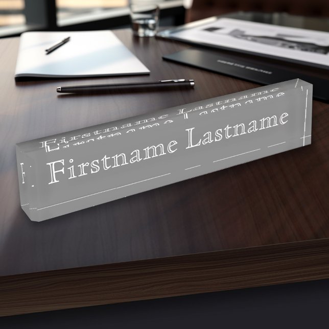 Basic Gray with Fancy Name Plate (Personalized Name Plate - Custom Executive Desk Plate with Name)