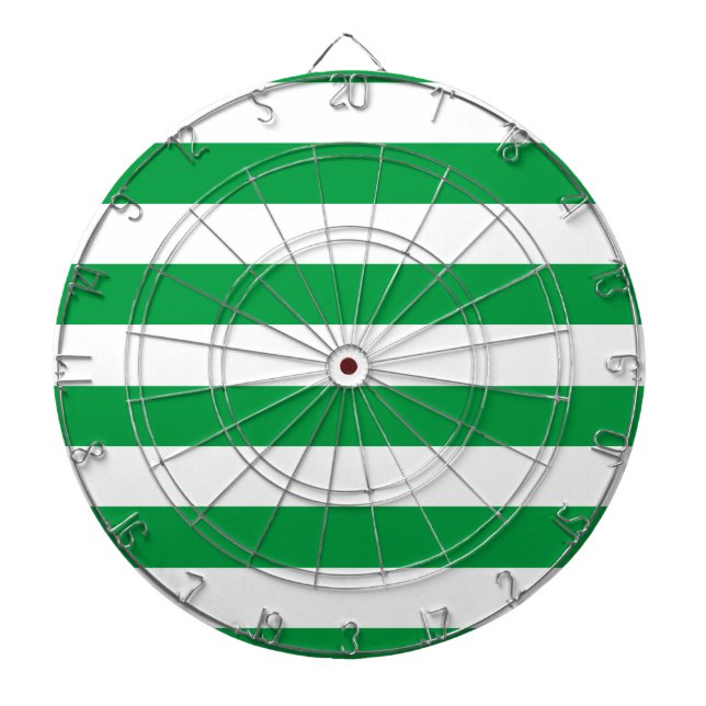 Basic Green and White Stripes Pattern Dart Board (Front)